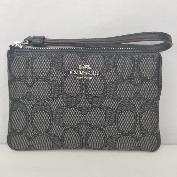 Coach Handbags - Coach Corner Zip Signature Canvas Wristlet